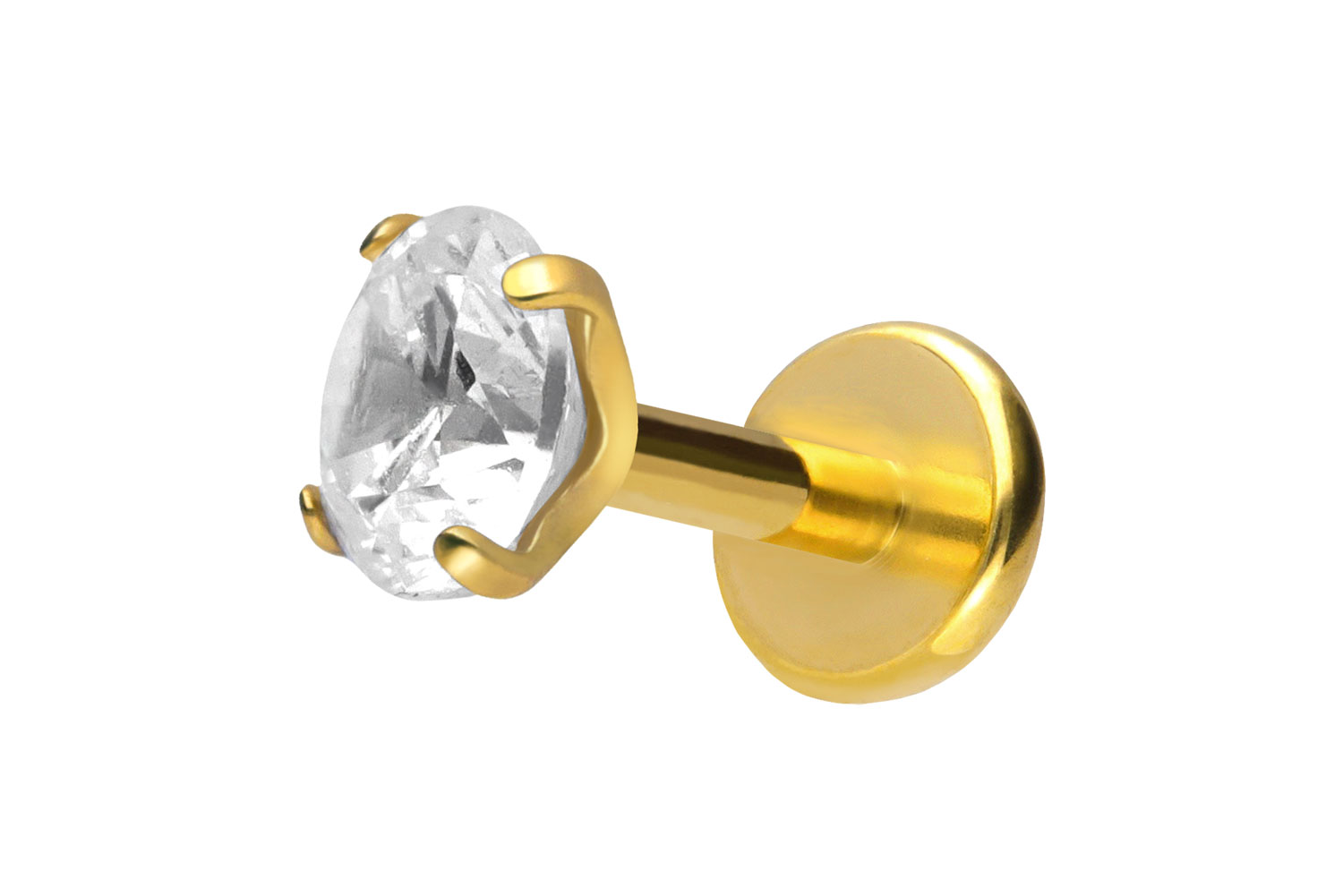 Titan Labret Piercing mit Push Fit EINGEFASSTER KRISTALL